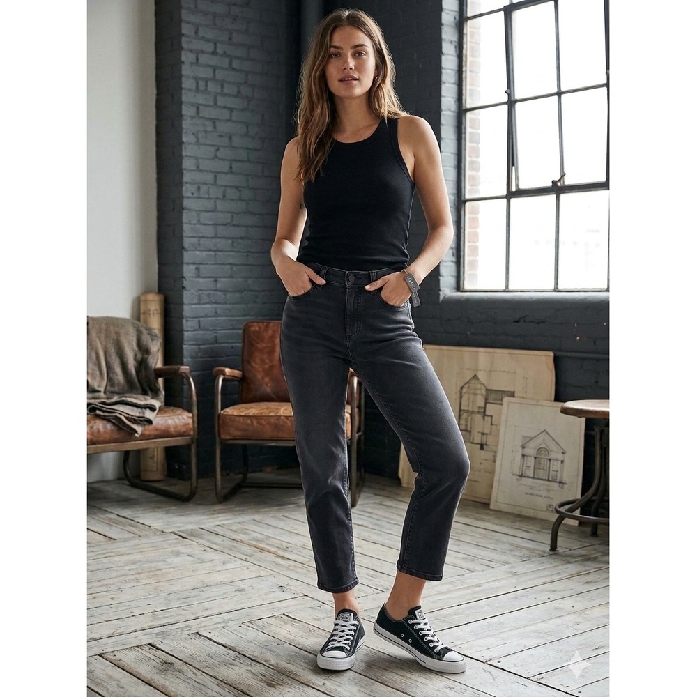 Pilcro and the Letterpress Women Black High Rise Straight Leg Jeans Size 26